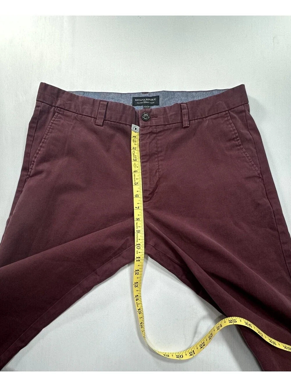 Banana Republic Fulton Skinny Flat Chinos Maroon Mens 35/34